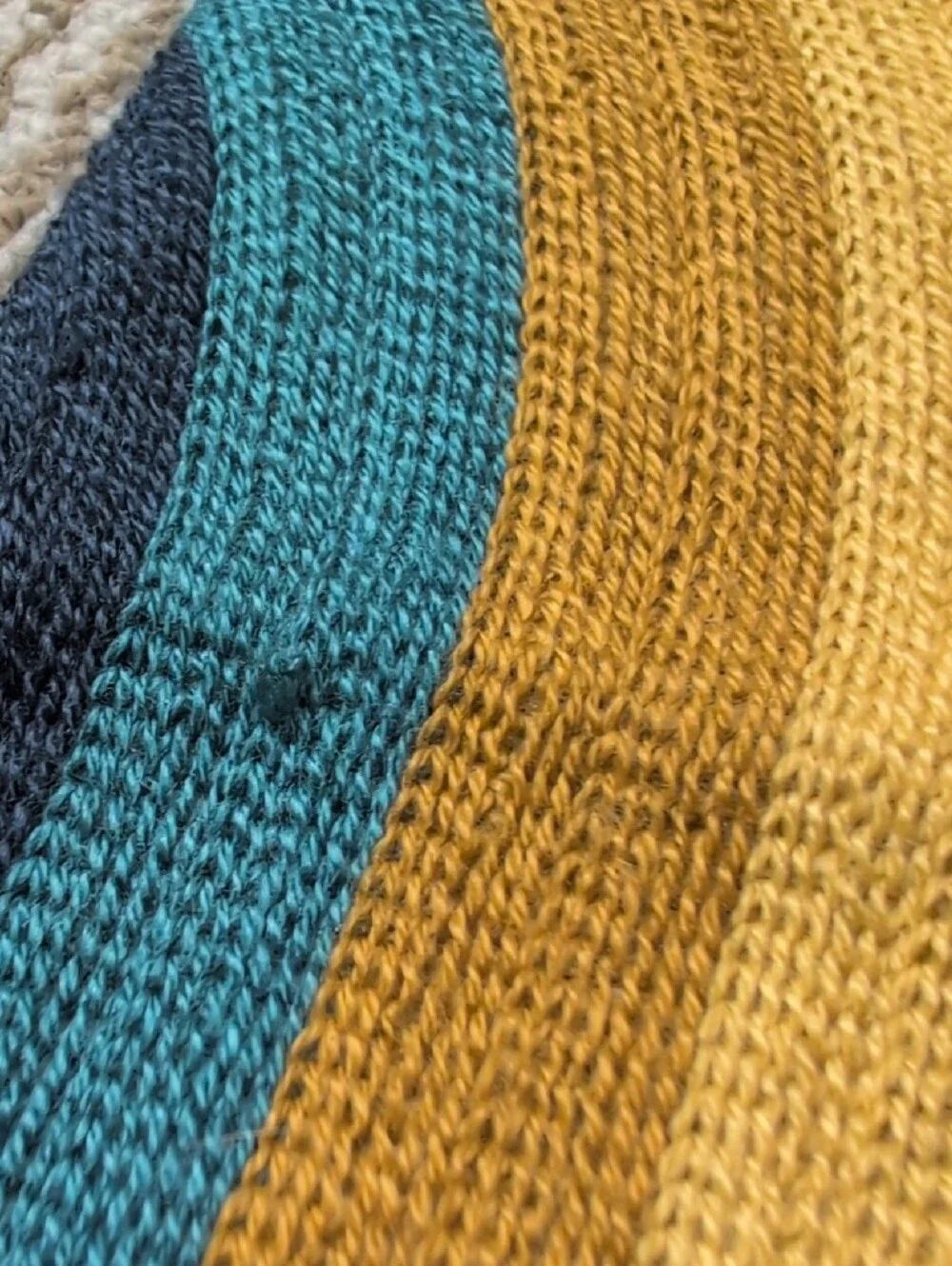 Set of 2 Retro Rainbow Stripe Linen-Blend Pillow Covers Shams Blue & Mustard